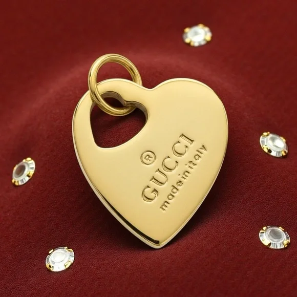 GUCCI Authentic Gold Heart Charm Pendant for Necklace